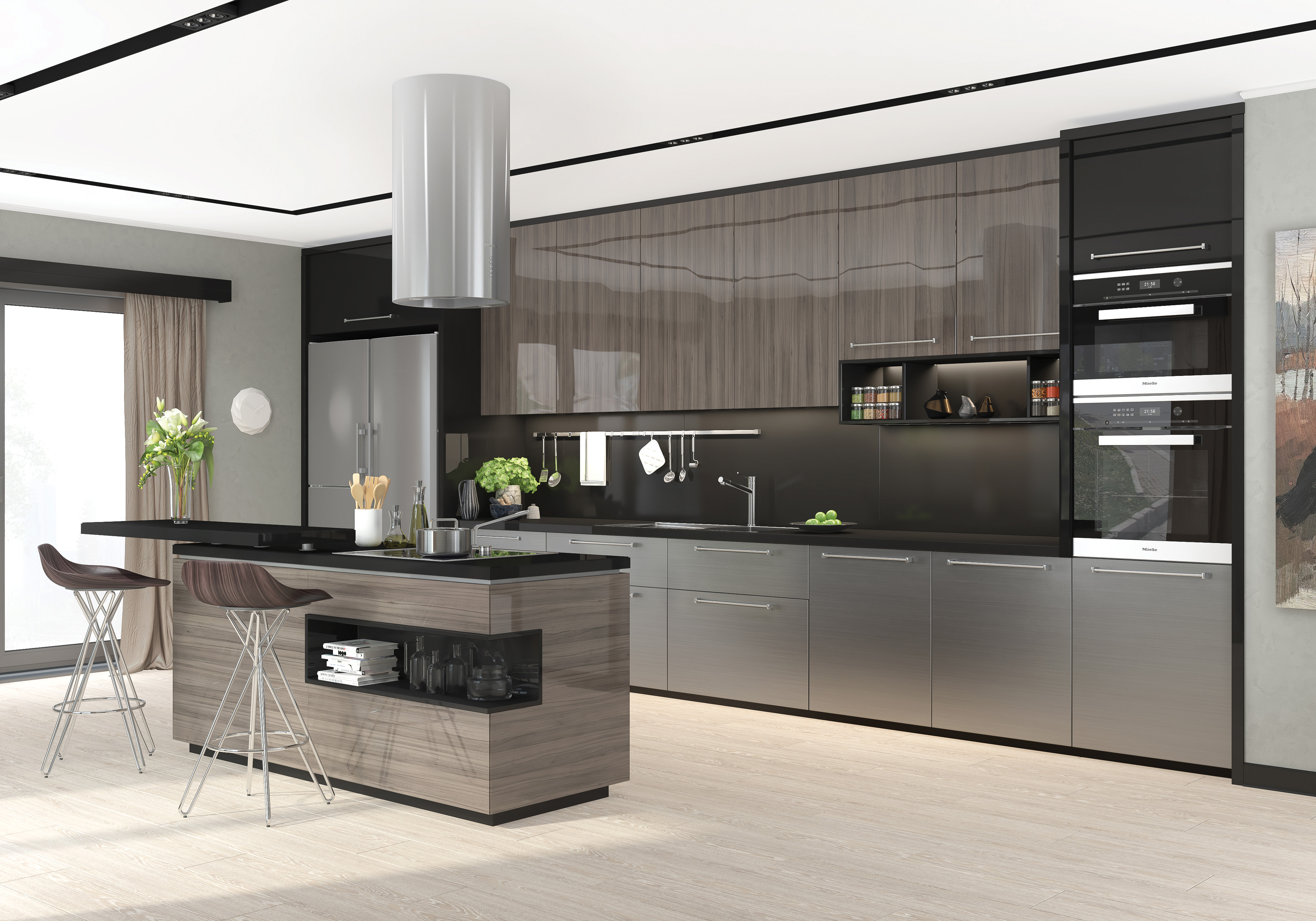 black high gloss kitchen design